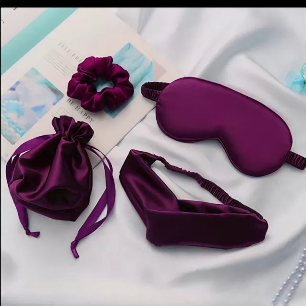 4 Piece Faux Silk Eye Sleep Mask Set